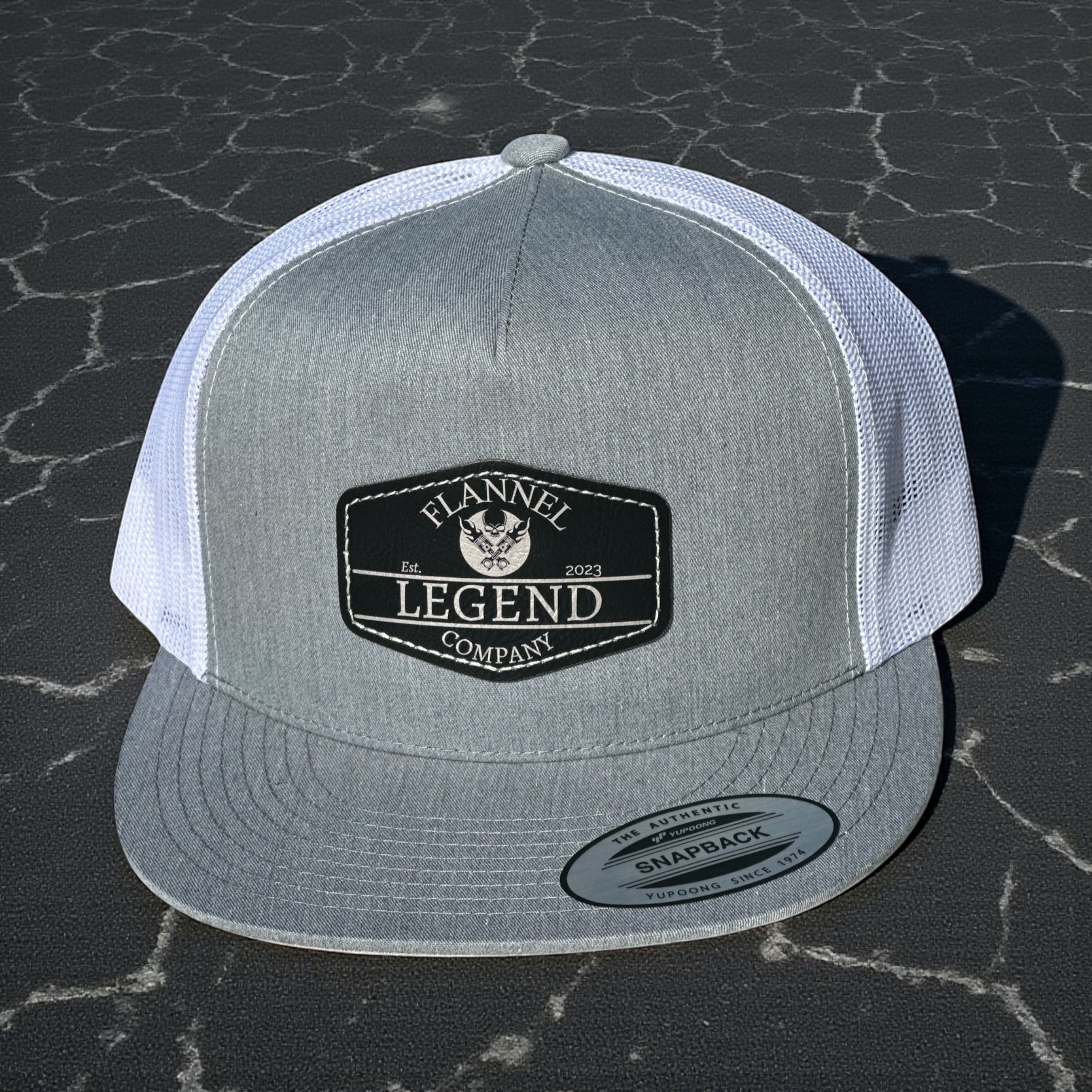 LEGEND LOGO PATCH FLAT BILL HAT GRAY W/WHITE