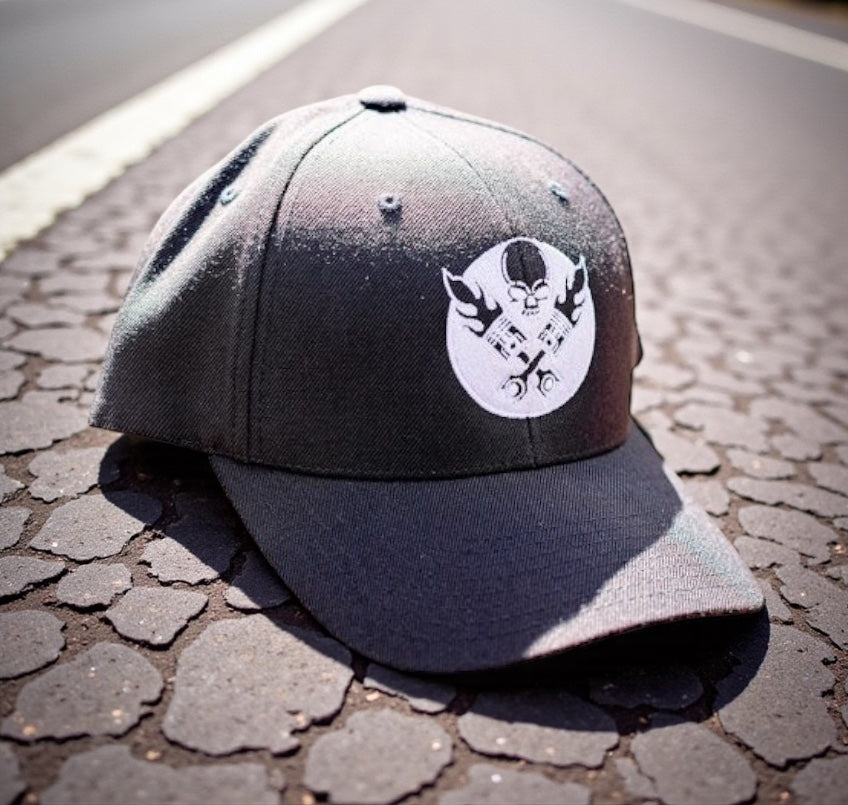 LEGEND BLACK WITH WHITE PISTON LOGO CURVED BILL HAT
