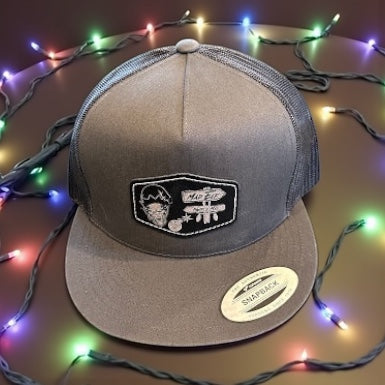 LEGEND MAD ELF PATCH TRUCKER FLATBILL HAT GRAY/BLACK SILVER LOG0