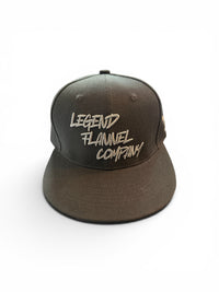 LEGEND LIGHTNING FLAT BILL HAT BLACK WITH GRAY EMBROIDERY