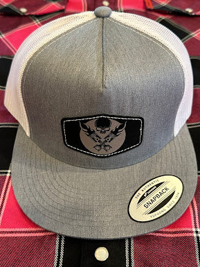 LEGEND PISTON LOGO PATCH FLAT BILL HAT GRAY W/WHITE