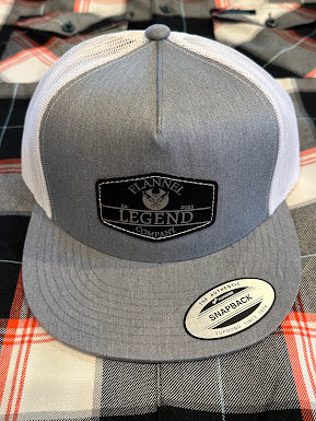 LEGEND LOGO PATCH FLAT BILL HAT GRAY W/WHITE