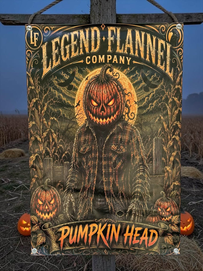 PUMPKIN HEAD LIMITED EDITION GARAGE BANNER